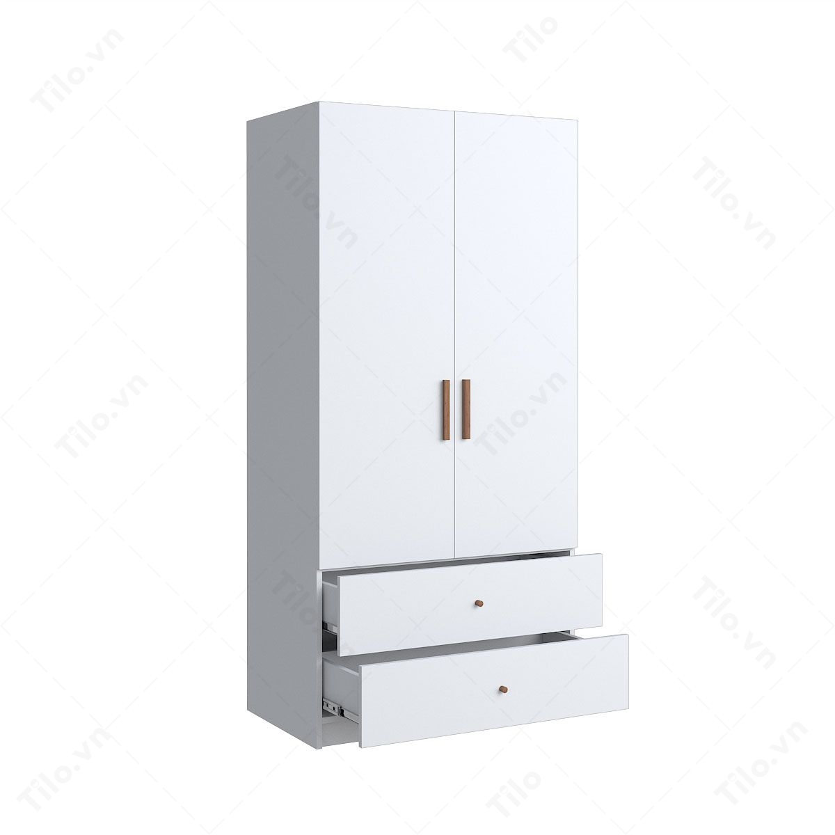 Tủ quần áo MDF 1m2 2 cánh kèm 2 ngăn kéo tiện dụng